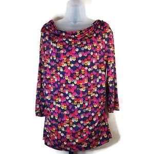 Style & Co 3/4 Sleeve Printed Work Blouse Large Petite